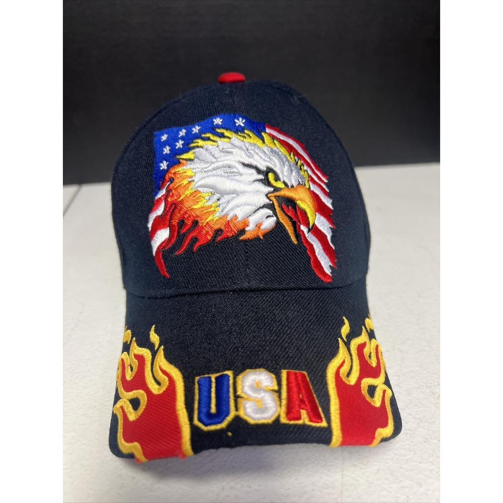 Santo Cap Hat Men's Harley Davidson Pins Adjustable Black USA‎ Eagle